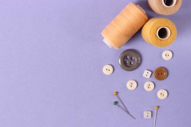 Renkli bir arkaplan görünümünde aksesuarlar dikiliyor.