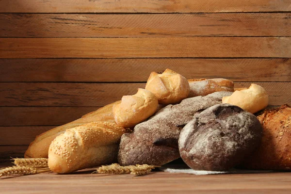 Set Different Fresh Bread Top View — Stock Photo, Image