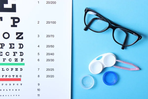 Una Tabla Para Comprobar Visión Las Gafas Los Lentes Para — Foto de Stock