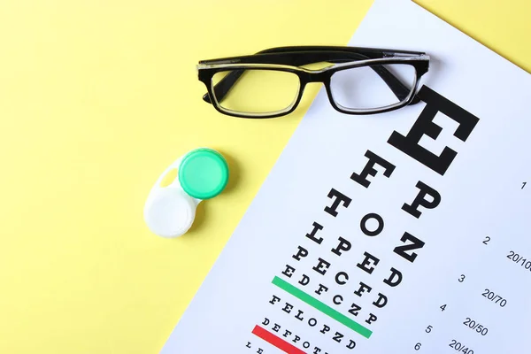 Una Tabla Para Comprobar Visión Las Gafas Los Lentes Para — Foto de Stock