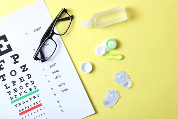 Una Tabla Para Comprobar Visión Las Gafas Los Lentes Para — Foto de Stock