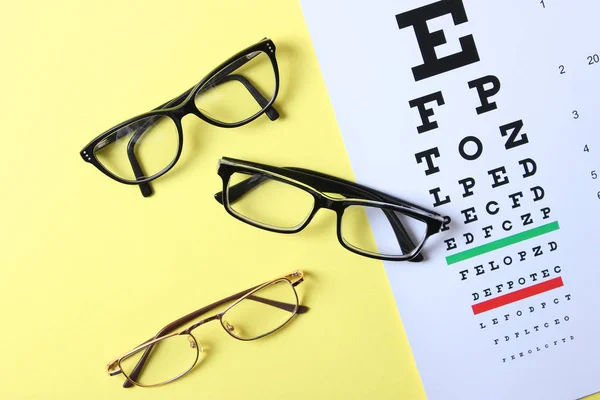 Una Tabla Para Comprobar Visión Las Gafas Los Lentes Para — Foto de Stock