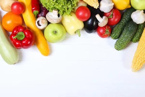 Set Different Fresh Vegetables White Background Top View — Stock Photo, Image