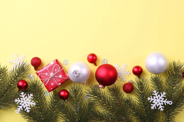 Natale Capodanno Accessori Vista Dall Alto Vacanze Regali Sfondo Posto — Foto Stock