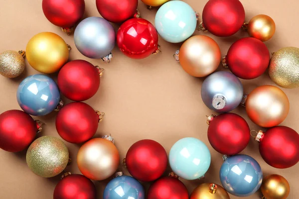 Bolas Decorativas Natal Vista Superior Lugar Para Inserir Texto — Fotografia de Stock