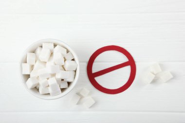 Diyabet mellitus konsepti. Minimalizm, üst görünüm, metin için yer.