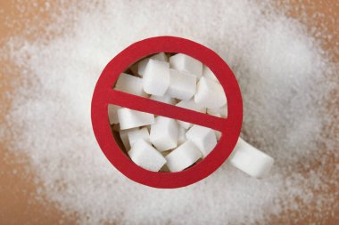 Diyabet mellitus konsepti. Minimalizm, üst görünüm, metin için yer.