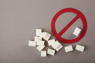 Diyabet mellitus konsepti. Minimalizm, üst görünüm, metin için yer.