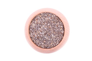 Chia tohumları beyaza izole edilmiş. Süper yiyecek, besin takviyesi, kilo kaybı.