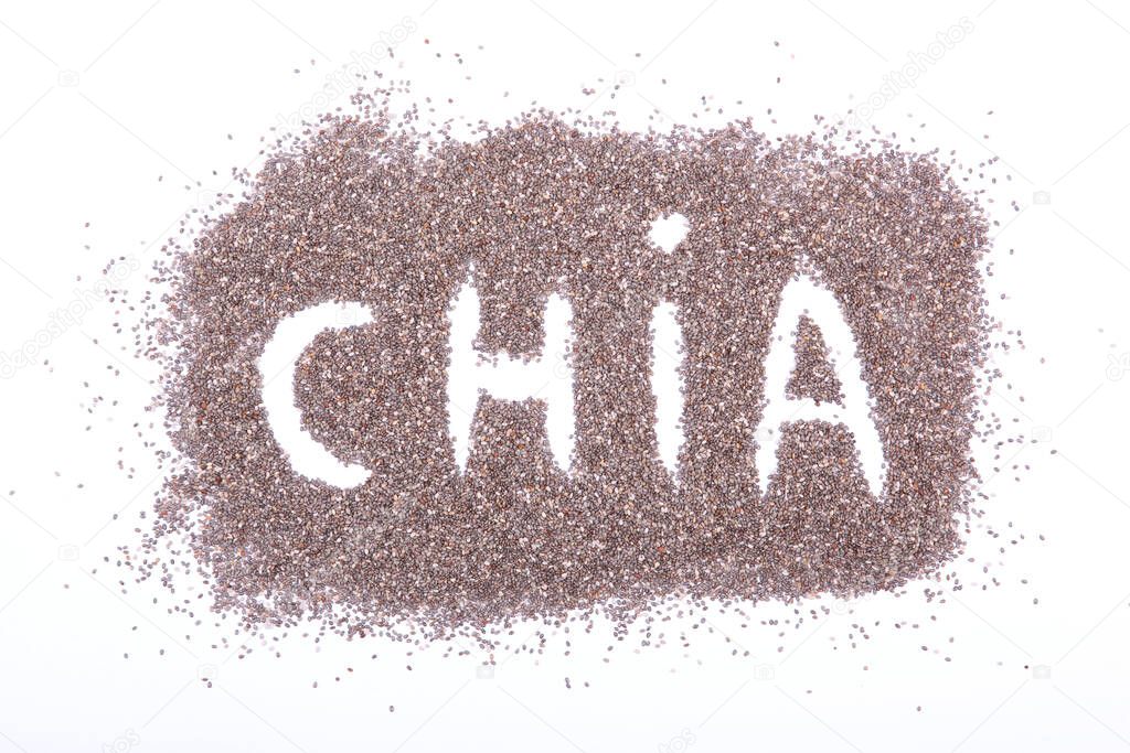 chia seeds isolated on white. Superfood, nutritional supplements, weight loss