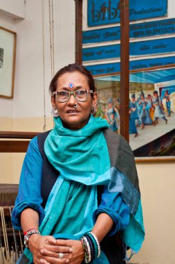 Bibi Russell 'ın portresi Bangladeş moda tasarımcısı ve BIBI Prodüksiyon' da eski uluslararası model, Dhanmondi, Dhaka.