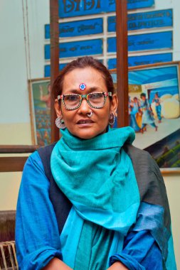 Bibi Russell 'ın portresi Bangladeş moda tasarımcısı ve BIBI Prodüksiyon' da eski uluslararası model, Dhanmondi, Dhaka.