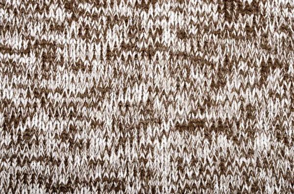 Close Knit Woolen Fabric Texture Brown White Woven Sweater Background — Stock Photo, Image