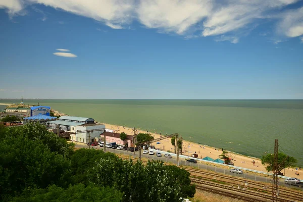 Makhachkala Dagestanská Republika Rusko Června 2018 Pohled Letní Městskou Pláž — Stock fotografie