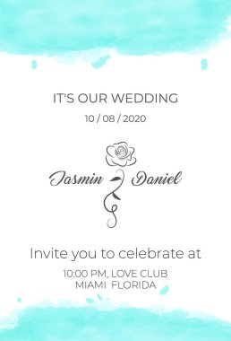 Suluboya hassas vektör ile davet düğün. afiş