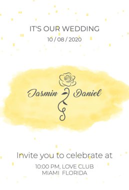 Suluboya hassas vektör ile davet düğün. afiş