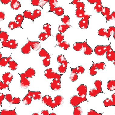 Çizgi film illüstrasyon kalp dekoratif için seamless modeli ile.