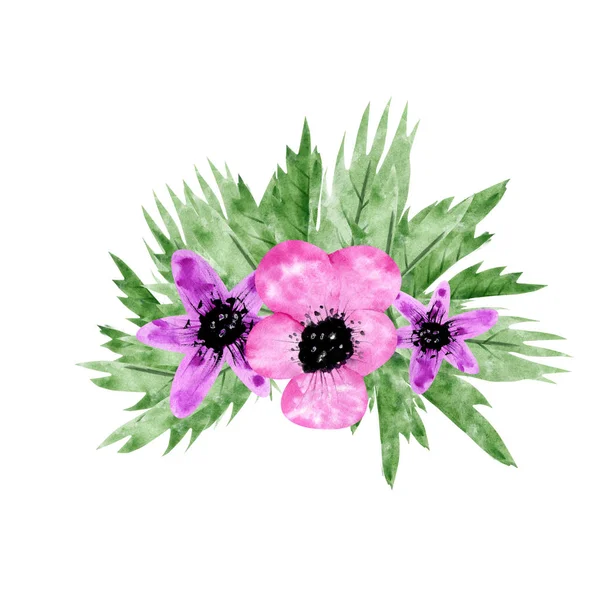 Bloem boeket Floral bos. Aquarel handgeschilderde tropische bloemen — Stockfoto