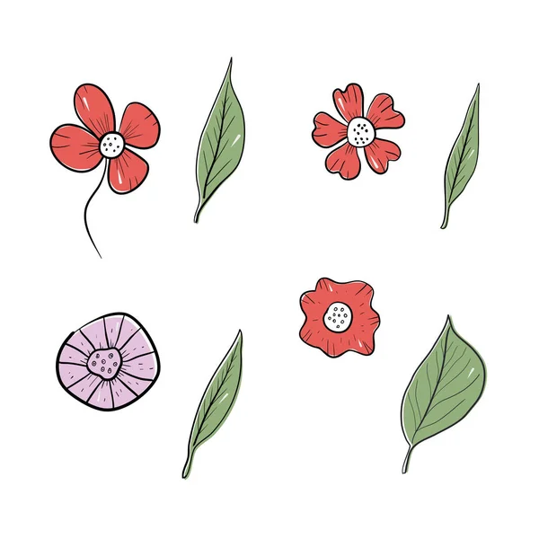 Fleurs vectorielles tropicales. ensemble illustration florale. exotique Feuille isolée sur fond blanc. fcollection avec des fleurs pour invitation à la fête ou aux vacances — Image vectorielle