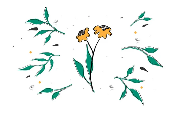 Kamille set. Witte Daisy kamille pictogram. Groeiend concept. Plat ontwerp. Geïsoleerd. Vector illustratie — Stockvector