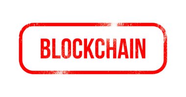 Blockchain - kırmızı grunge lastikler, damga