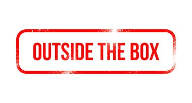 Kutunun dışında - kırmızı grunge kauçuk, pul