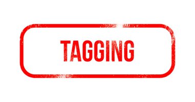 Grunge kauçuk, etiketleme - kırmızı pul