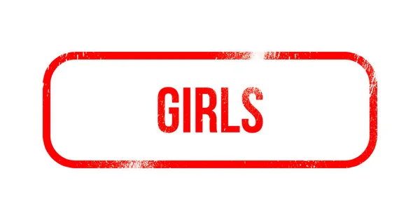 Girls Red Grunge Rubber Stamp — Stock Photo, Image