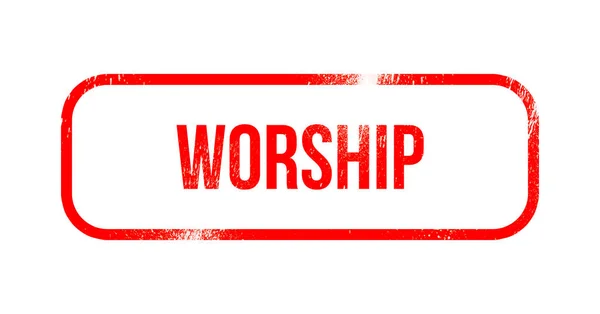 Worship Red Grunge Rubber Stamp — Stock Photo, Image