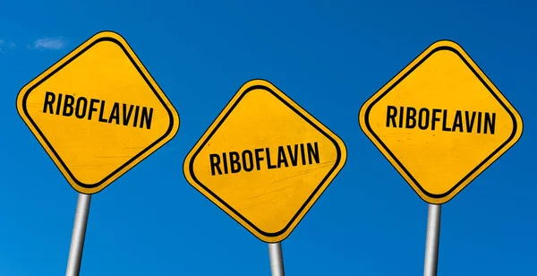Ριβοφλαβίνη Κίτρινα Σημάδια Μπλε Του Ουρανού — Φωτογραφία Αρχείου