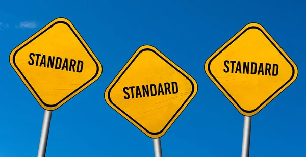 Standard Yellow Signs Blue Sky — Stock Photo, Image