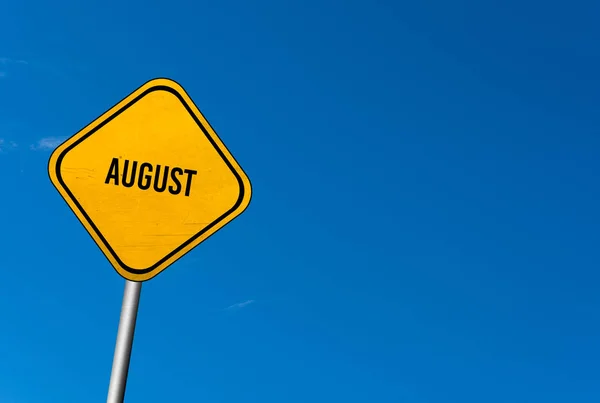 August Yellow Sign Blue Sky — Stock Photo, Image