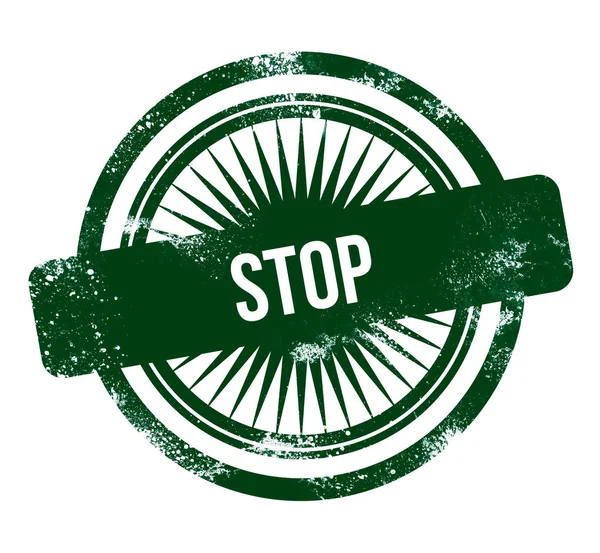 Stop Zelené Grunge Razítko — Stock fotografie