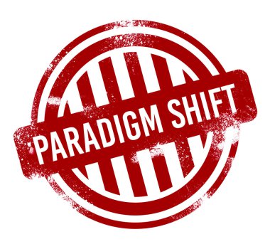 Paradigma kayması - kırmızı grunge tuşu, damga