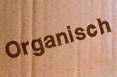 Organisch - karton, mukavva kahverengi harflerle