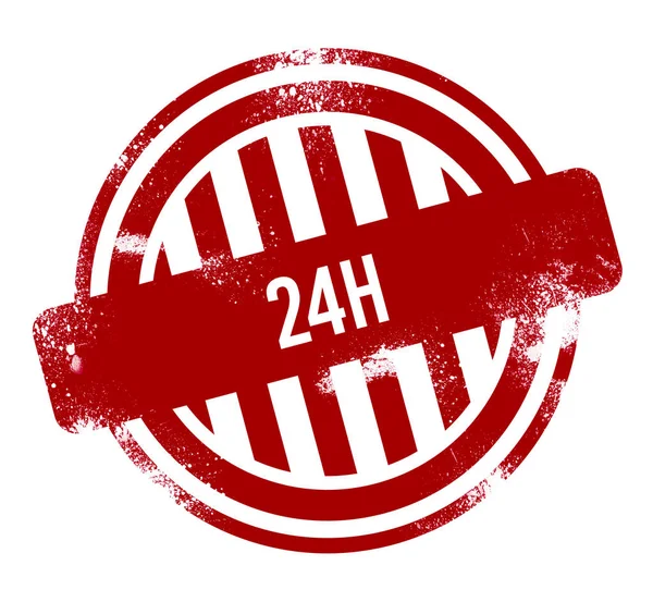 24H Botão Grunge Vermelho Carimbo — Fotografia de Stock