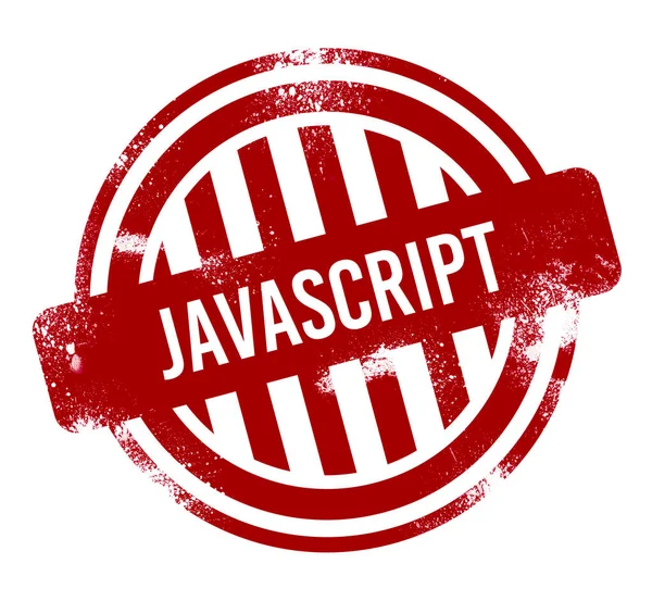 Javascript 赤グランジボタン スタンプ — ストック写真
