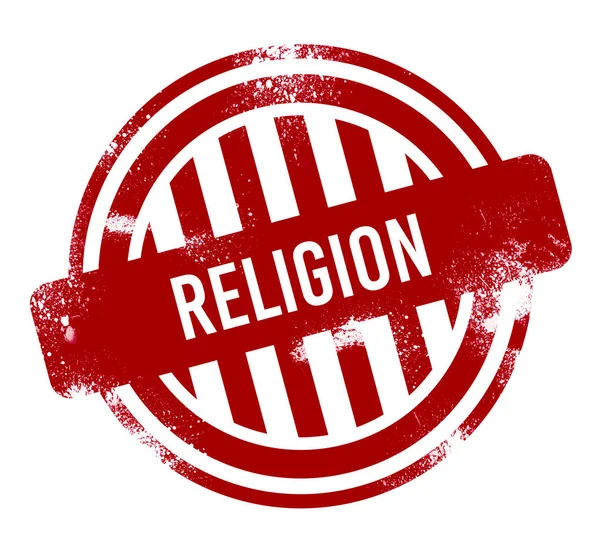 Религия Красная Кнопка Гранжа Печать — стоковое фото