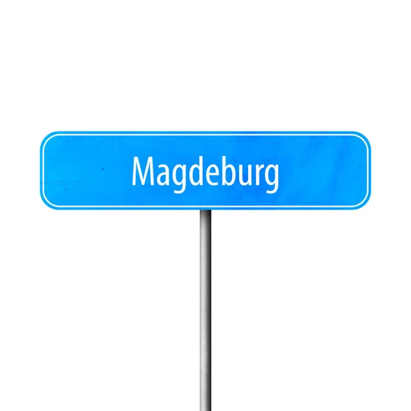 Magdeburg Şehir Işareti Yer Adı Işareti — Stok fotoğraf