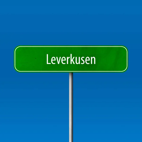 Placa Cidade Leverkusen Sinal Lugar Nome — Fotografia de Stock