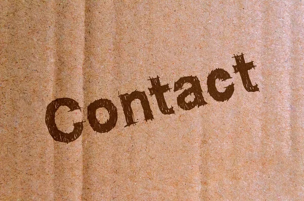 Contact Carton Cardboard Brown Letters — Stock Photo, Image