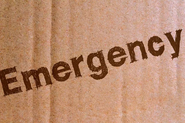 Urgence Carton Carton Avec Lettres Marron — Photo