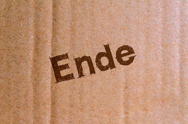 ende - carton, cardboard with brown letters