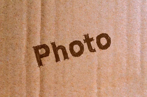 Foto Caixa Papelão Com Letras Marrons — Fotografia de Stock