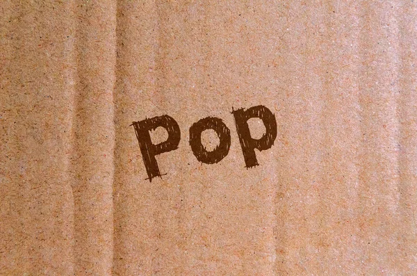 Pop Cartone Cartone Con Lettere Marroni — Foto Stock