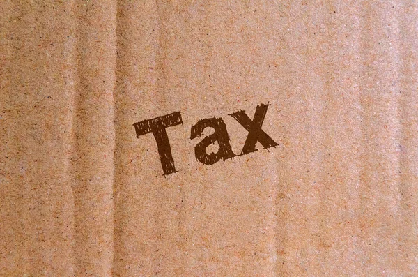 Taxe Carton Carton Avec Lettres Brunes — Photo