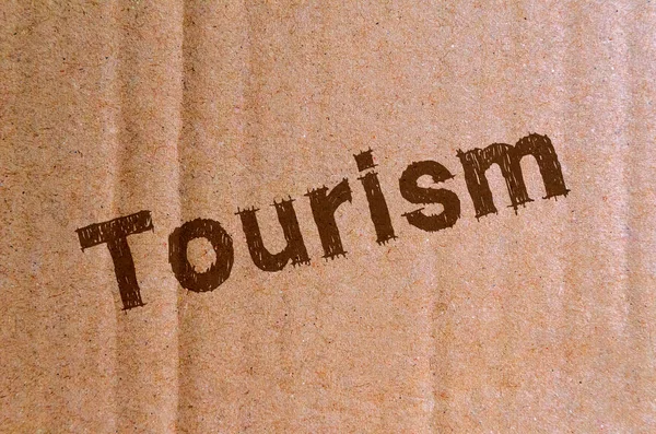 Turizmus Karton Karton Barna Betűkkel — Stock Fotó