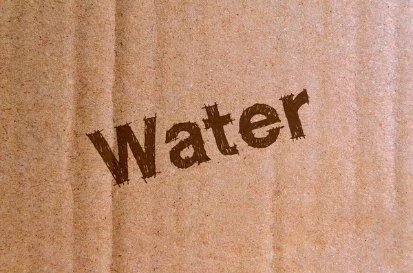 Water Carton Cardboard Brown Letters — Stock Photo, Image