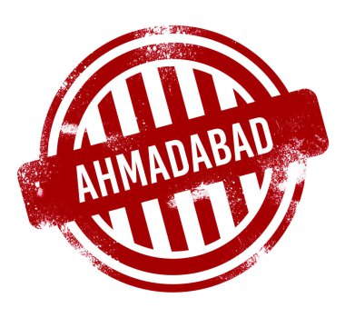 Ahmadabad - kırmızı grunge düğme, damga