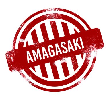 Amagasaki - kırmızı grunge düğme, damga